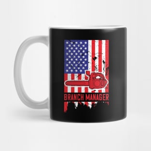 Chainsaw Branch Manager American Flag Mug